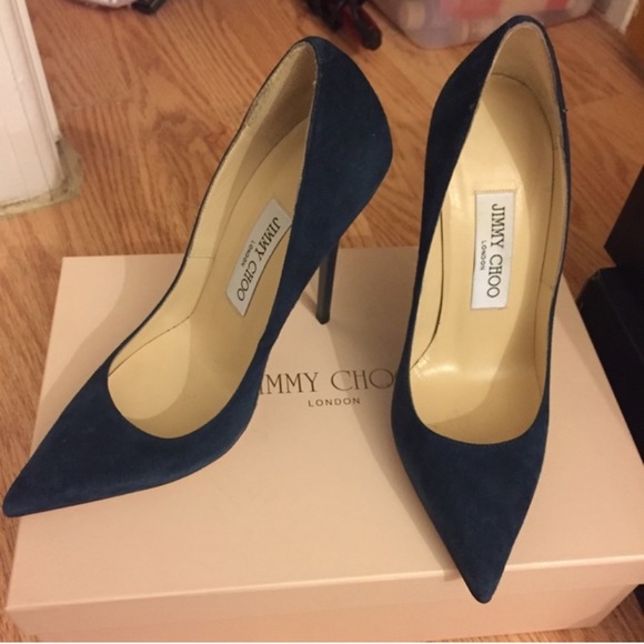 Jimmy Choo Shoes - JIMMY CHOO SUEDE BLUE HEELS NWT SZ 35W
